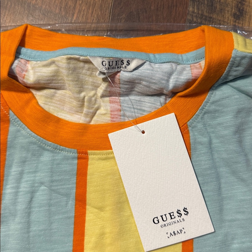 Guess Original ASAP Rocky Yellow and Orange Short Sleeve Shirt NWT - Medium - Picture 2 of 5